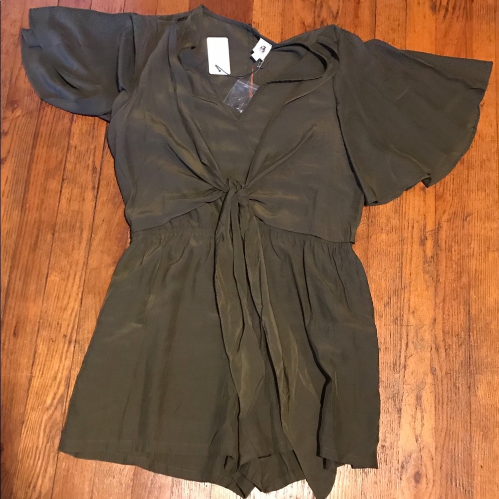 Vici Collection Green Front Tie Romper